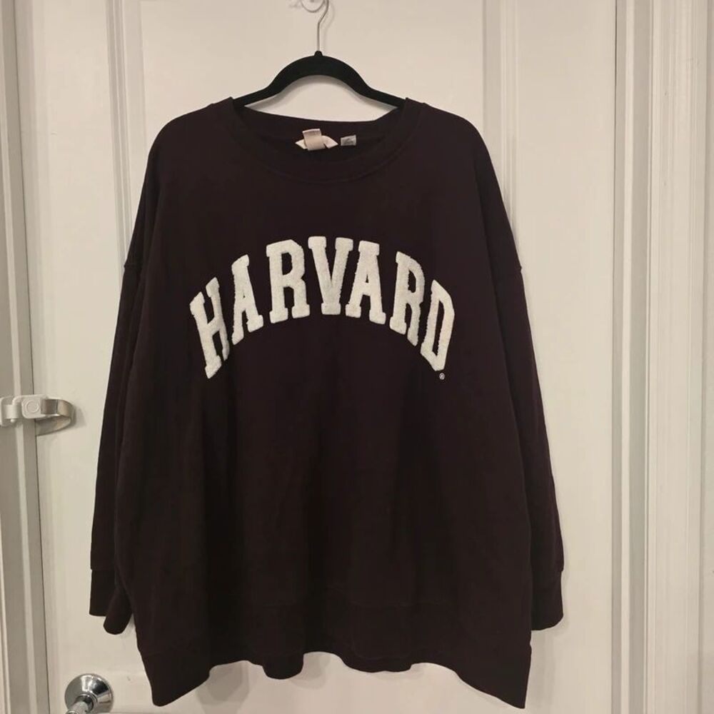 H&M Harvard University Oversized Crewneck Sweatshirt Burgundy Women’s Size XXL